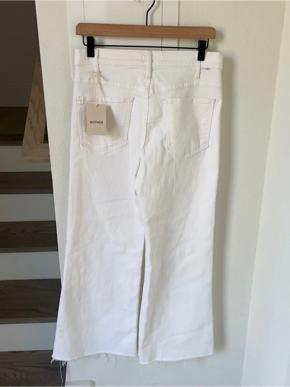 MOTHER The Hustler Roller High-Rise Ankle Jeans in Fairest Of Them All White NWT